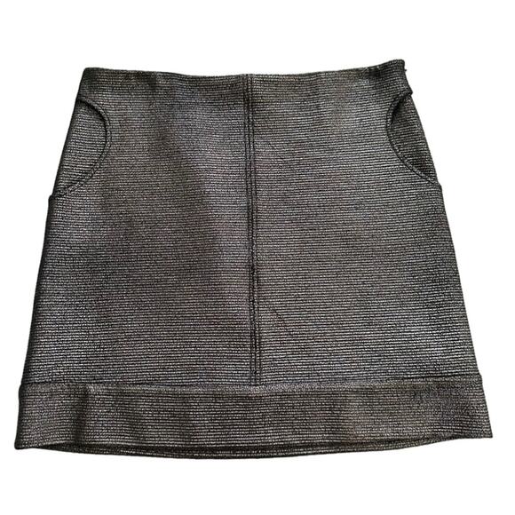 Diane Von Furstenberg Skirt Katinko Silver Metallic A-Line Skirt Size 10 - Picture 12 of 12